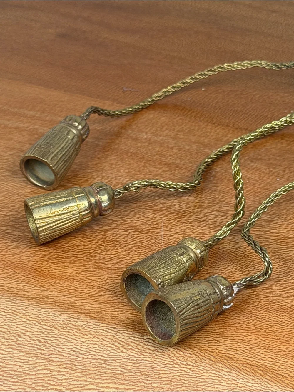 Vintage Brass twisted rope and tassels Napkin Rings SET OF 4
